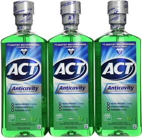 img 3 attached to Ополаскиватель для полости рта Act Fluoride, мятный вкус, 18 унций, упаковка из 3 штук - повысьте заботу о зубах и предотвратите кариес.