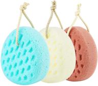 🛀 kecuco 3 pcs bath sponge: large size shower pouf body scrubber for women, men, and teenagers - 3 colors, exfoliating shower sponge, loofah body sponges for deep cleansing logo