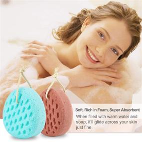 img 2 attached to 🛀 KECUCO 3 Pcs Bath Sponge: Large Size Shower Pouf Body Scrubber for Women, Men, and Teenagers - 3 Colors, Exfoliating Shower Sponge, Loofah Body Sponges for Deep Cleansing