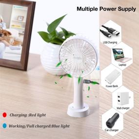 img 1 attached to 🌬️ 2-Pack Portable Handheld Fan with 3 Speeds - Mini USB Desk/Table Fan for Personal Electric Cooling in Travel, Office, Room, Household, and Outdoor Activities