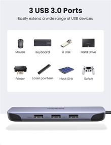 img 1 attached to 🔌 UGREEN USB C Hub 9 in 1: Multiport Adapter Dock with 4K HDMI, VGA, Gigabit Ethernet, PD Charging, 3 USB 3.0, SD Card Reader - Compatible for MacBook Pro Air 2020 2019 2018, Dell XPS