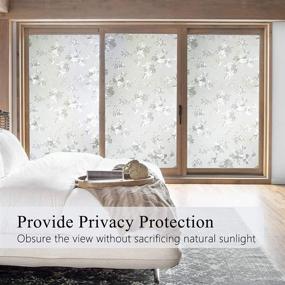 img 2 attached to 🔒 Enhance Privacy with rabbitgoo 3D Decorative Frosted Glass Window Film - 35.4"x78.7", UV Blocking & Static Cling Door Stickers for Home Bathroom