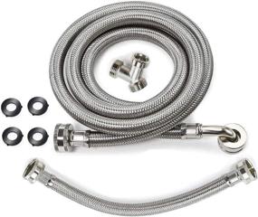 img 4 attached to Easy Install Steam Dryer Hose Kit - 6 ft Stainless Steel Hose with 90-degree Elbow, 1ft Inlet Adapter, and Y Connector - Fits Most Household Water Supply Lines