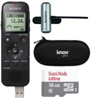 📸 sony icd-px470 digital voice recorder bundle with sandisk ultra 16gb card, stereo microphone, and hardshell case - includes 4 items logo