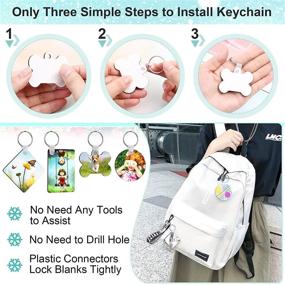 img 1 attached to 🔑 Premium 120Pcs Sublimation Keychain Blanks Bulk for DIY Craft Making - Double-Sided Printed Heat Transfer Keyrings with Keychains - 4 Shapes, MDF Material