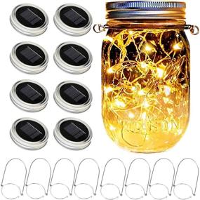 img 4 attached to Solar Mason Jar Lid Lights - 8 Pack 30 Led String Fairy Lights | Solar Lanterns for Tables with 8 Hangers (Jars Not Included) | Enhance Outdoor Lawn Decor for Patio Garden, Yard, and Lawn