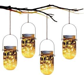 img 3 attached to Solar Mason Jar Lid Lights - 8 Pack 30 Led String Fairy Lights | Solar Lanterns for Tables with 8 Hangers (Jars Not Included) | Enhance Outdoor Lawn Decor for Patio Garden, Yard, and Lawn