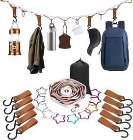 img 4 attached to 🏕️ Tccxfot Campsite Storage Strap Accessories: Organize Your Camping Gear with Portable Travel Clothesline and 20 Hooks for Hammocks, Tents, and RV Hanging Gear