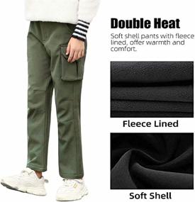 img 2 attached to 👖 Waterproof Windproof Warm Cargo Insulated Pants for Kids Boy's Youth: Fleece Lined Hiking Pants, Ideal for Outdoor Soft Shell, Snow Skiing & Winter Activities