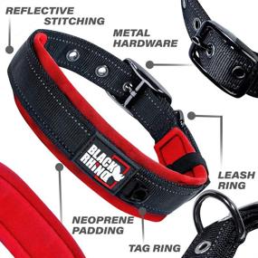 img 2 attached to 🐾 Black Rhino - Ultra Soft Neoprene Padded Comfort Collar for All Dog Breeds - Heavy Duty, Adjustable, Reflective, Weatherproof - Large Size, Red/Black