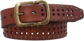 img 3 attached to 🐄 Vintage Cowhide Studded Leather Belt with Metal Circle - 1 1/2 inch (38 mm) Snap-On