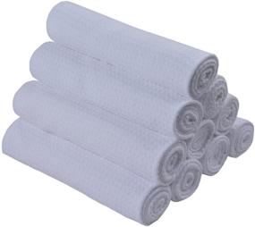 img 2 attached to 🍽️ 10 Пакет Белых Полотенец для Посуды SINLAND Microfiber - Кухонные Полотенца с Рельефным Плетением, 16х24 дюйма