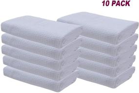 img 3 attached to 🍽️ 10 Пакет Белых Полотенец для Посуды SINLAND Microfiber - Кухонные Полотенца с Рельефным Плетением, 16х24 дюйма