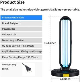 img 2 attached to 🔦 DAILYTOP Ultraviolet Germicidal Lamp UV Light Sanitizer: Remote Controlled Disinfection for All Rooms – 15/30/60 Minute Cycle, Ozone-Free 110V 38W