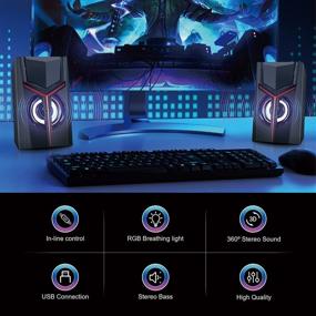 img 3 attached to 🔊 ZISIMIO RGB Gaming Computer Speakers - USB-Powered AUX-in Stereo Sound Mini Speakers for Desktop PC Laptop Cellphone