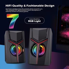 img 2 attached to 🔊 ZISIMIO RGB Gaming Computer Speakers - USB-Powered AUX-in Stereo Sound Mini Speakers for Desktop PC Laptop Cellphone