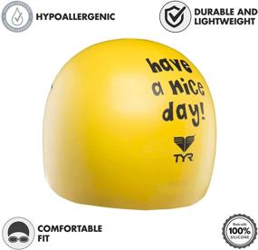 img 1 attached to 🌞 TYR Have a Nice Day Silicone Cap in Vibrant Yellow - Enhance Your Swim Experience!