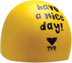 img 2 attached to 🌞 TYR Have a Nice Day Silicone Cap in Vibrant Yellow - Enhance Your Swim Experience!