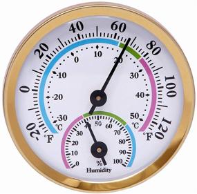 img 2 attached to 🌡️ LayscoPro Mini Indoor Thermometer Hygrometer - Analog 2-in-1 Temperature Humidity Monitor Gauge for Home, Room, Outdoor, Offices - Display Mechanical Diameter 57mm - 1 Pack (No Battery Needed) - Gold