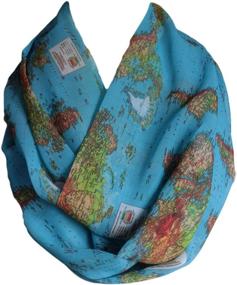 img 1 attached to 🌍 Etwoa's Large Blue World Map Infinity Scarf Circle Scarf Loop Scarf