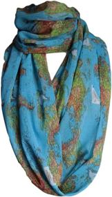 img 2 attached to 🌍 Etwoa's Large Blue World Map Infinity Scarf Circle Scarf Loop Scarf