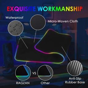 img 1 attached to 🎮 Experience Enhanced Gaming with RAGZAN Large RGB Gaming Mouse Pad - XXL Size, 14 Lighting Modes, Anti-Slip Base - Perfect for PC/Laptop Gamers and Office Use!