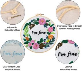 img 1 attached to 🧵 Nuberlic Funny Cross Stitch Kit: Stamped Needlepoint Embroidery Hoop Set for Adults