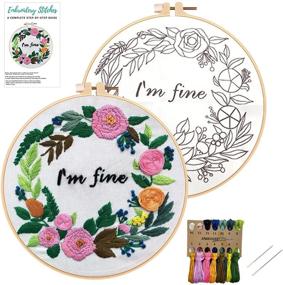 img 4 attached to 🧵 Nuberlic Funny Cross Stitch Kit: Stamped Needlepoint Embroidery Hoop Set for Adults