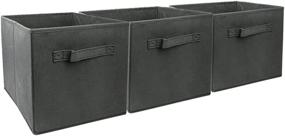 img 4 attached to EBIGIC Mini Size 3-Pack Cube Storage Bins: Compact Fabric Closet Organizer - Collapsible, Foldable, Grey