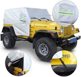 img 2 attached to 🚗 RT-TCZ Car Rain Snow Sunshade Cover Accessories for Jeep Wrangler TJ (1997-2006): Windproof, Dustproof, Scratch Resistant, UV Protection Auto Cover