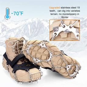 img 3 attached to ❄️ VANGAY Ice Cleats for Shoes and Boots - 19 Spikes Stainless Steel Traction Snow Grips, Microspikes Snow Grips for Women, Men - Ideal for Hiking, Climbing, and Fishing