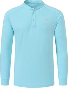 img 3 attached to MoFiz Sleeved Athletic 3 Buton Sea Blue Men's Clothing and Shirts
