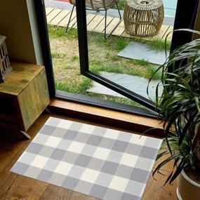img 3 attached to 🐃 2'x3' Gray Buffalo Check Plaid Rug - Indoor/Outdoor Cotton Door Mat for Living Room Kitchen