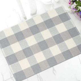img 2 attached to 🐃 2'x3' Gray Buffalo Check Plaid Rug - Indoor/Outdoor Cotton Door Mat for Living Room Kitchen