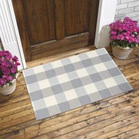 img 4 attached to 🐃 2'x3' Gray Buffalo Check Plaid Rug - Indoor/Outdoor Cotton Door Mat for Living Room Kitchen