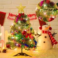 🎄 junruo 21 inch tabletop christmas tree: mini artificial tree with lights for xmas decorations, gifts & diy crafts logo