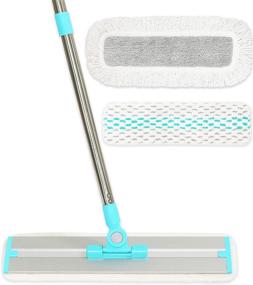 img 4 attached to 🧹 Extra Wide Extendable Handle Microfiber Hardwood Floor Cleaning Mop - Simple Houseware (18-Inch) with 3 Mop Pads