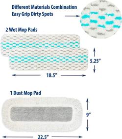 img 2 attached to 🧹 Extra Wide Extendable Handle Microfiber Hardwood Floor Cleaning Mop - Simple Houseware (18-Inch) with 3 Mop Pads