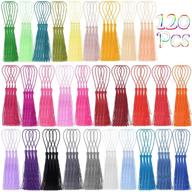 tassels for bookmarks, cridoz 120pcs soft craft mini tassels with loops - silky handmade for crafts, jewelry making, and more - 30 vibrant colors available logo