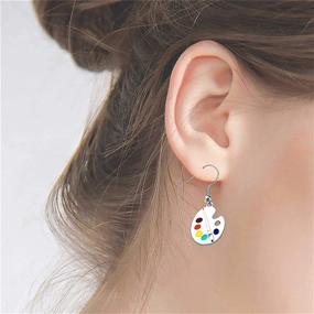 img 3 attached to Coadipress Palette Earrings Colorful Painter Girls' Jewelry