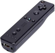 🎮 wii remote controller - replacement gamepad (no motion plus) for nintendo wii and wii u - black with silicone case and wrist strap logo