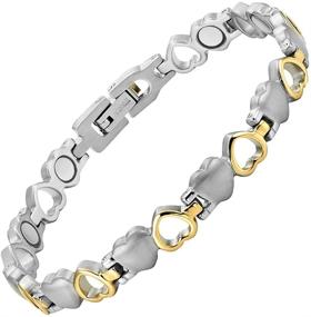 img 4 attached to Adjustable Women's Love Heart Titanium Magnetic Bracelet by Willis Judd