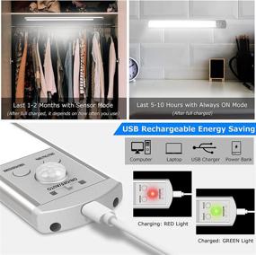 img 1 attached to 🔦 Enhanced LED Motion Sensor Cabinet Light: Wireless USB Rechargeable- 126 LED Kitchen Night Lights!"