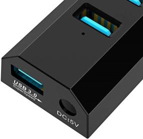 img 1 attached to 🔌 AIIBE Super High Speed USB 3.0 Hub Splitter with 6 Ports, 10W Power Adapter, USB 3.0 Cable - Black Smart Fast Charger for Laptop, Mac, PC, Mobile HDD, Multiple Devices