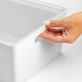 img 1 attached to 📦 mDesign Stackable Plastic Organizer Boxes with Lid for Home Storage - Kitchen, Closet, Pantry, Bedroom, Bathroom, Hallway, Entryway - Household Accessories Holder (Set of 3, Light Gray/Clear)