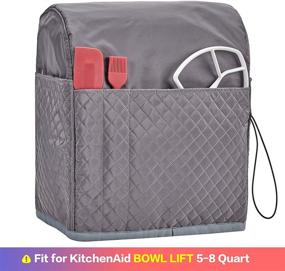 img 2 attached to 🔒 Protective Quilted Dust Cover with Pockets for KitchenAid Bowl Lift 5-8 Quart Mixers - Grey (Patent Design)