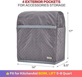 img 1 attached to 🔒 Protective Quilted Dust Cover with Pockets for KitchenAid Bowl Lift 5-8 Quart Mixers - Grey (Patent Design)