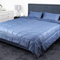 sunvior dark blue comforter set queen/full size - ultra-soft down alternative bedding 🌙 set for all seasons, 3 piece reversible pattern, lightweight microfiber, includes 2 pillow shams logo