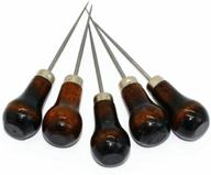 🔨 versatile pack of 5 gourd shape leather craft cloth wood handle scratch awl tool pin punching: superior quality for precise punching logo