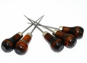 img 1 attached to 🔨 Versatile Pack of 5 Gourd Shape Leather Craft Cloth Wood Handle Scratch Awl Tool Pin Punching: Superior Quality for Precise Punching